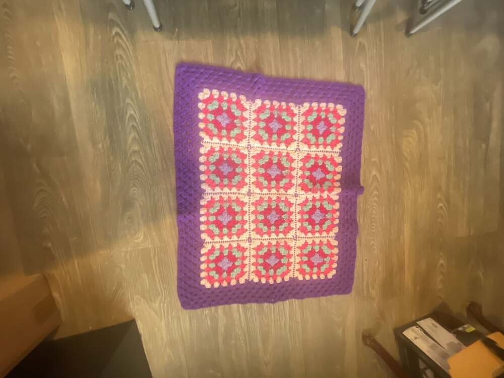 Handmade Granny Square Crochet Afghan Throw Blanket Purple Pink